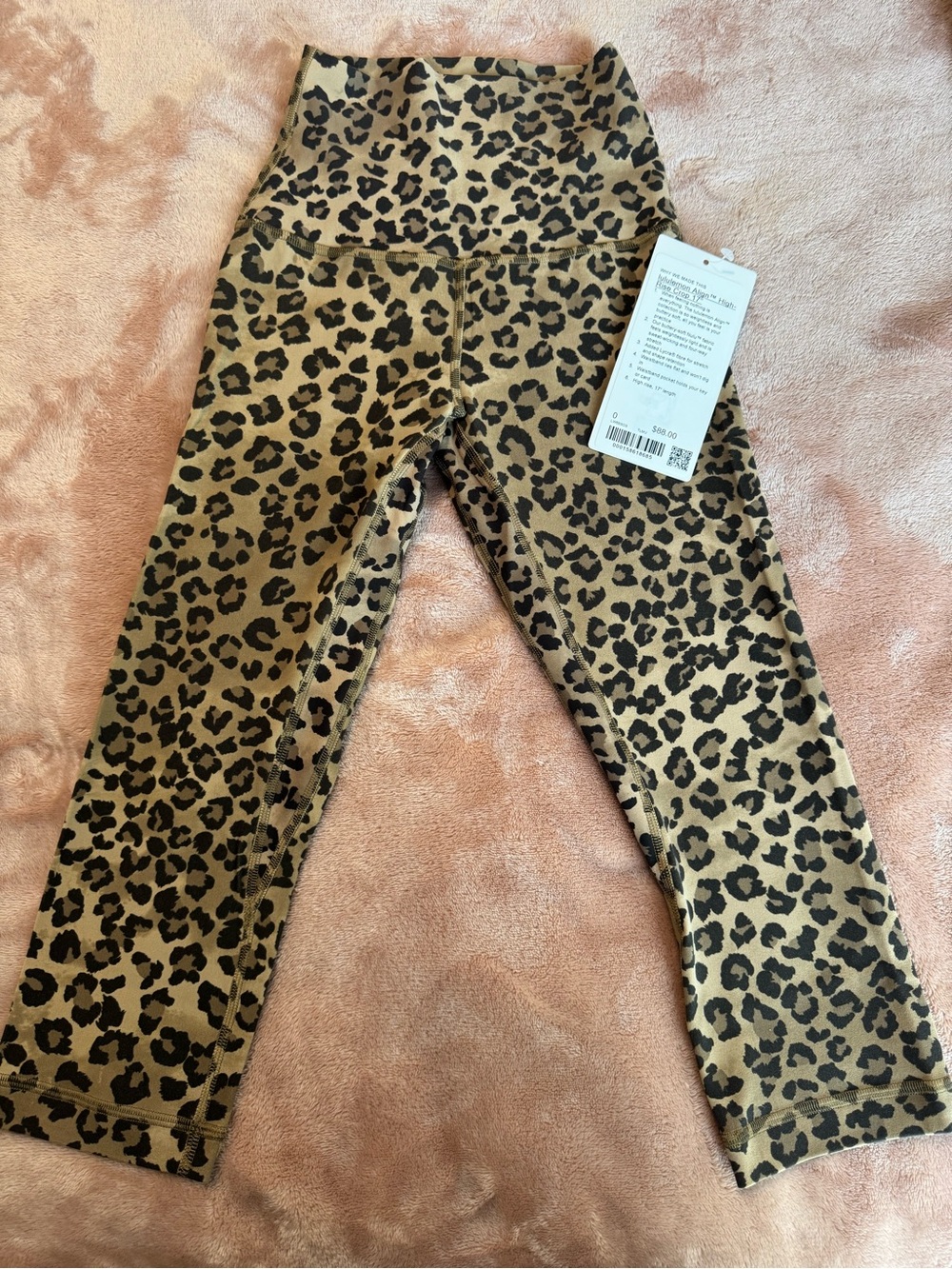 NWT Lululemon Align High Rise 17” Crop Leggings, Leopard Print, Size 0